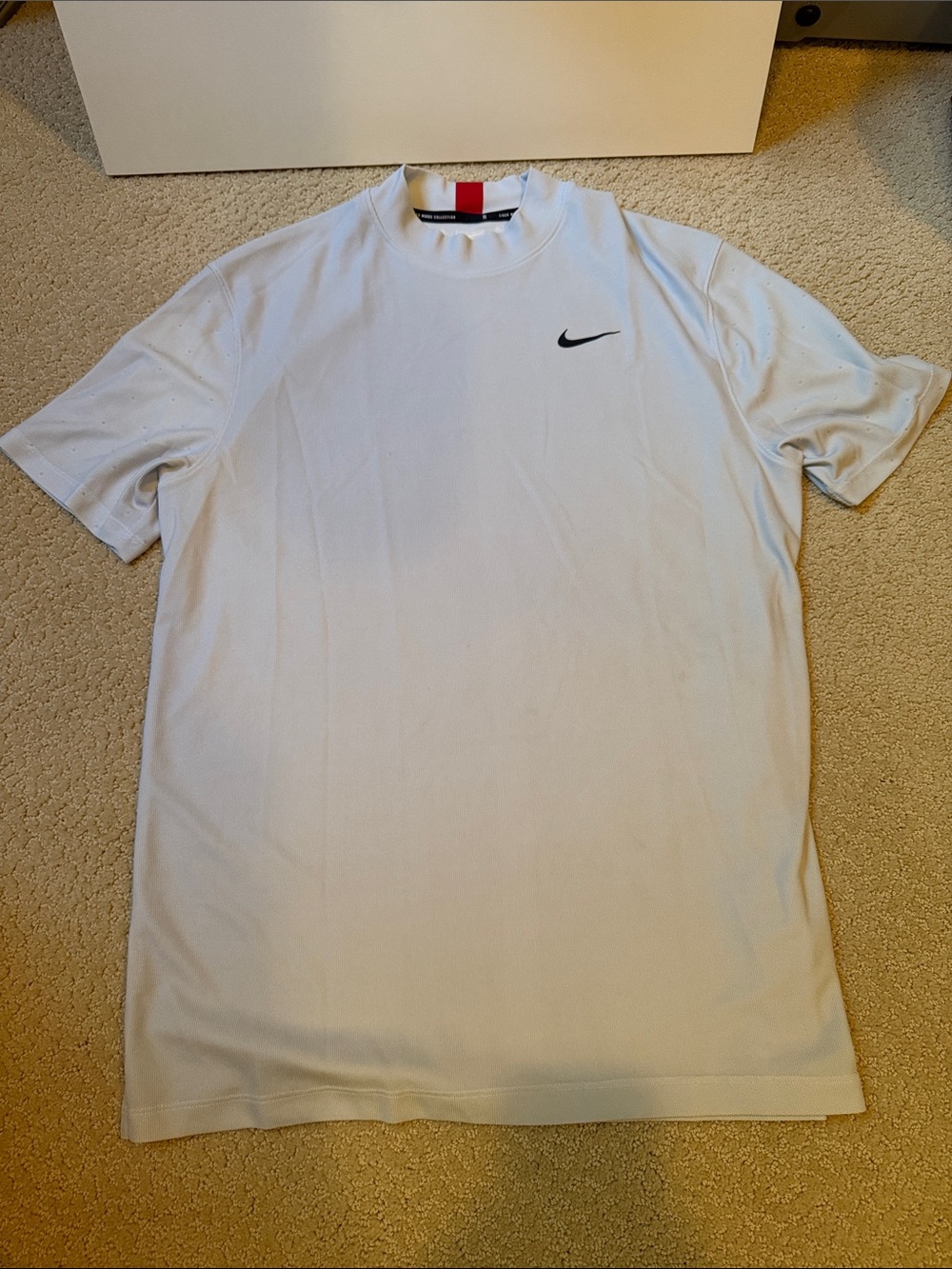 Tiger Woods Nike White Short Sleeve Mock Collar